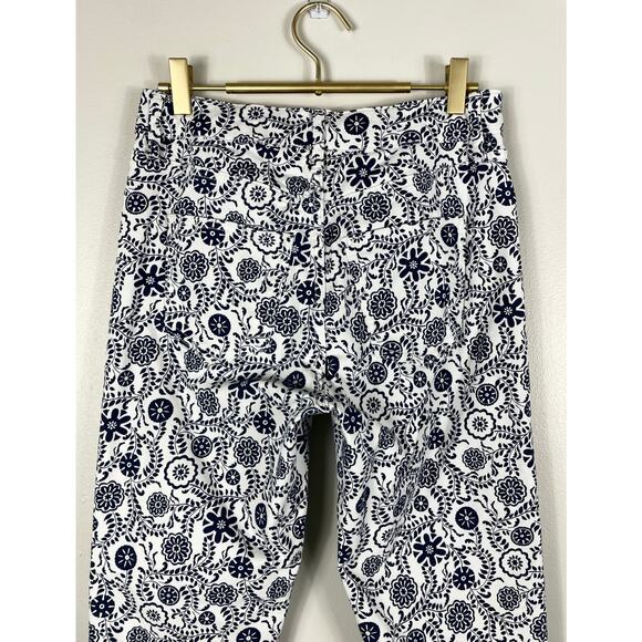 Boden Girlfriend Pants Ivory Opulent Floral Garden Navy Size 4 Regular Classic - Picture 7 of 11
